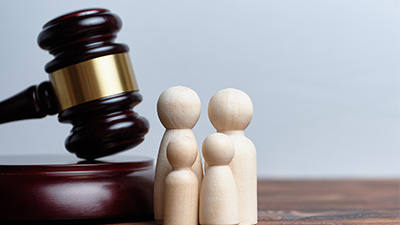 gavel and wooden blocks