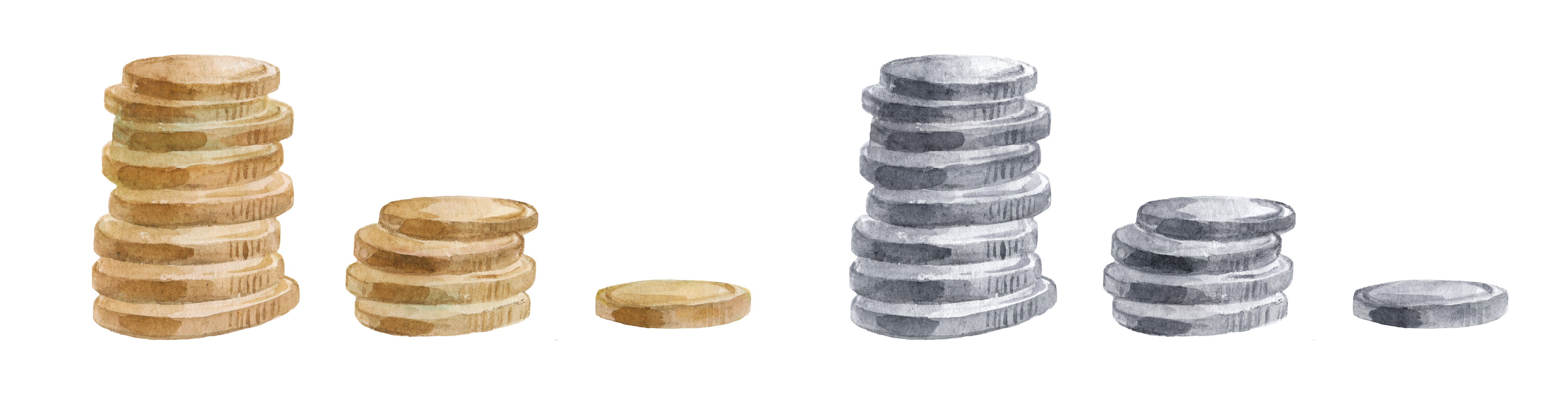 Coins stacked watercolor