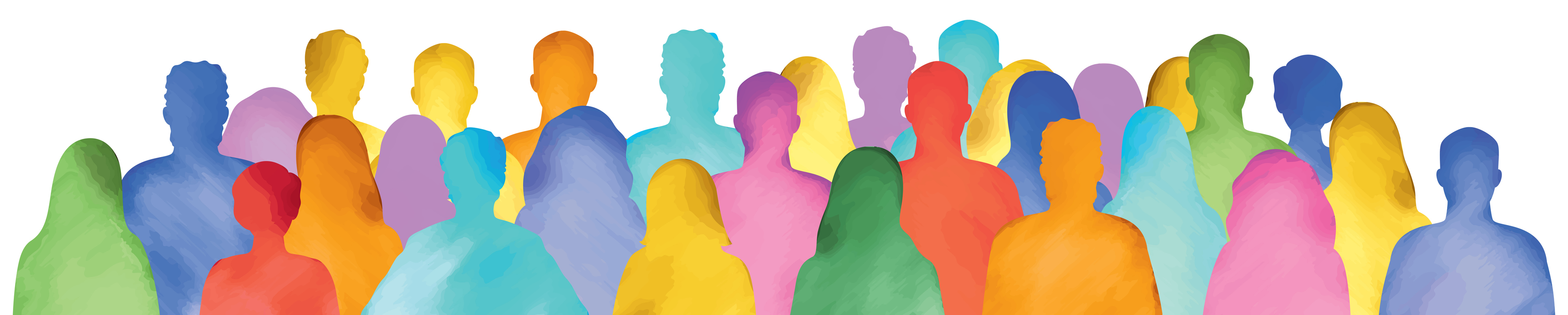 Group of people plain outlines watercolor