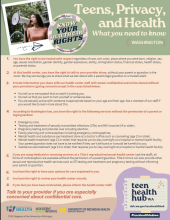 Screen capture of poster about teen health care rights and privacy